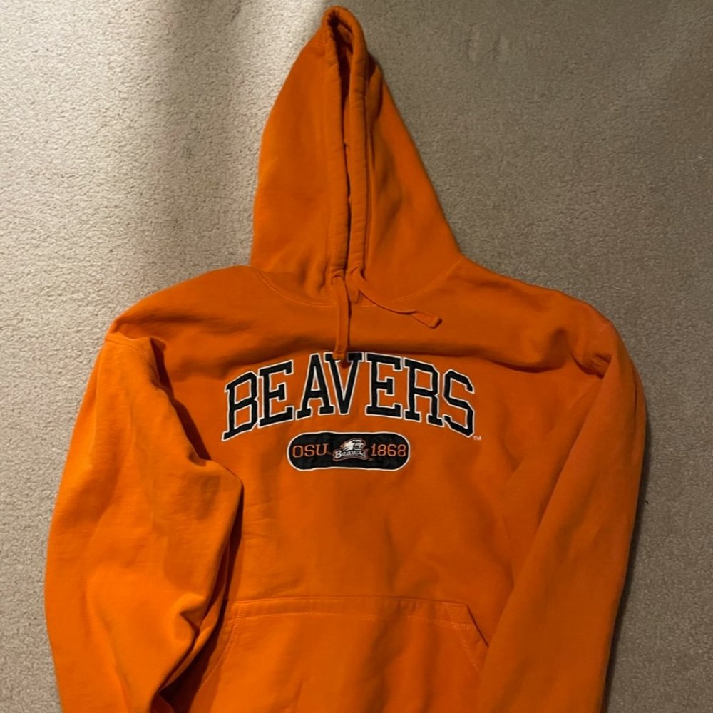 Vintage OSU Oregon State University Beavers Hoodie Sweatshirt Pullover Orange